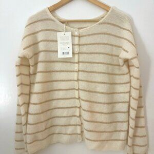 Sezane Gaspard Cardigan: Ecru / Gold (Cream / Gold Metallic) | SIZE SMALL